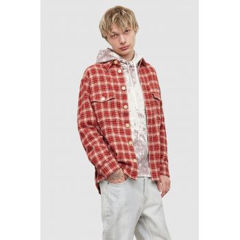 AllSaints camasa din bumbac barbati, culoarea roz, cu guler clasic, regular