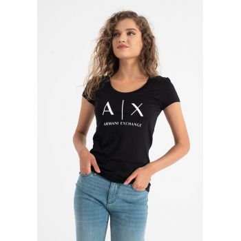 Tricou slim fit cu imprimeu logo la reducere