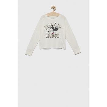 GAP longsleeve din bumbac pentru copii culoarea alb