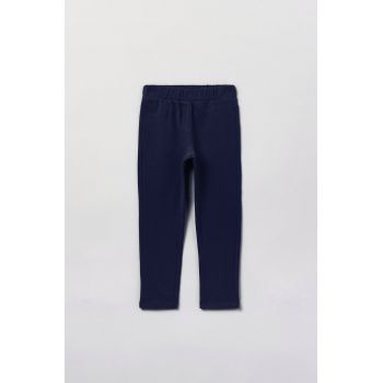 OVS leggins copii culoarea albastru marin, neted