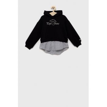 Pepe Jeans bluza copii culoarea negru, cu imprimeu