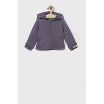 United Colors of Benetton hanorac de bumbac pentru copii culoarea violet, neted ieftin