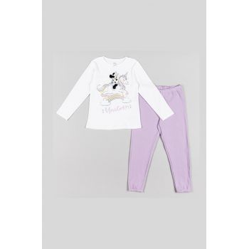 zippy pijama copii culoarea violet, cu imprimeu