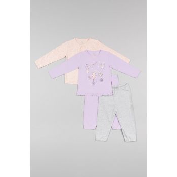zippy pijamale de bumbac pentru copii culoarea violet, modelator