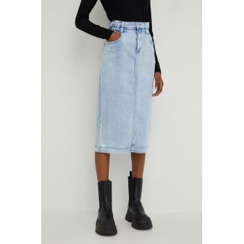 Answear Lab fustă din denim midi, dreaptă