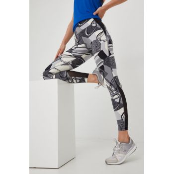 Reebok leggins de antrenament Lux Perform femei, culoarea gri, modelator