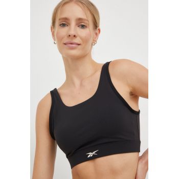 Reebok sutien yoga culoarea negru, neted de firma original