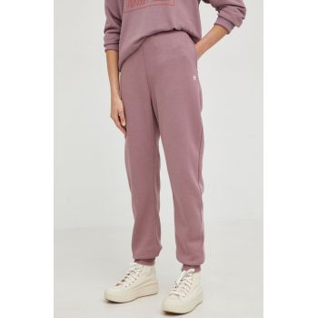 G-Star Raw pantaloni de trening femei, culoarea violet, neted de firma original