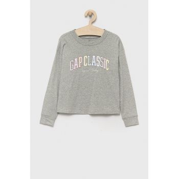 GAP longsleeve din bumbac pentru copii culoarea gri