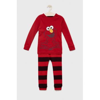 GAP pijamale de bumbac pentru copii culoarea rosu, cu imprimeu