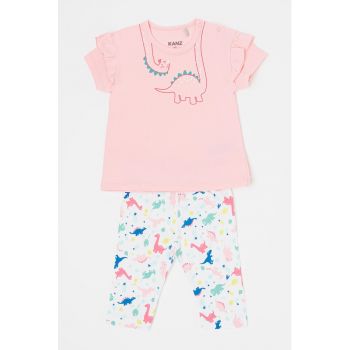 Set de colanti si tricou cu imprimeu