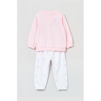 OVS pijamale de bumbac pentru copii culoarea roz, modelator