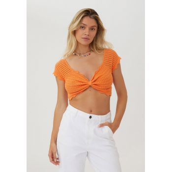 Tricou crop din tricot