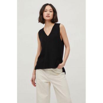 Bluza tricotata fara maneci cu decolteu in V
