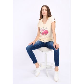 Tricou de bumbac cu imprimeu floral