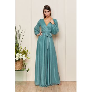 Rochie de ocazie din voal cu glitter Ophelia Vernil