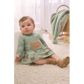 Mayoral Newborn rochie fete culoarea verde, mini, evazati