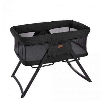Patut BabyJem  2 in 1 co-sleeping cu baldachin Negru