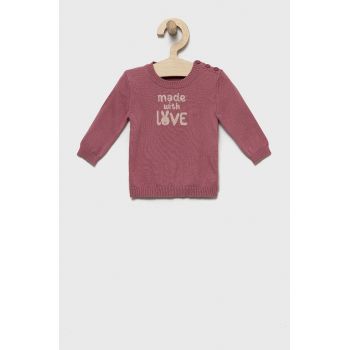 United Colors of Benetton pulover de bumbac pentru copii culoarea roz, light