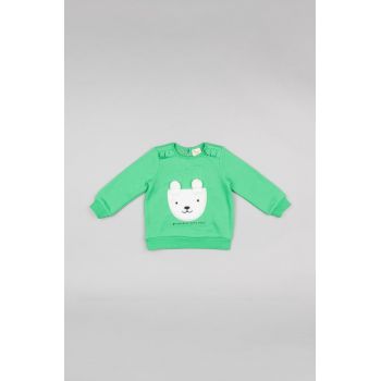 zippy bluza copii culoarea verde, cu imprimeu