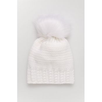 Answear Lab caciula culoarea alb, din tricot gros