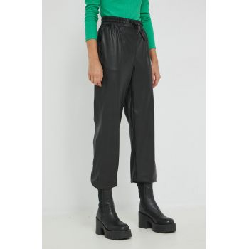 Only pantaloni femei, culoarea negru, drept, high waist