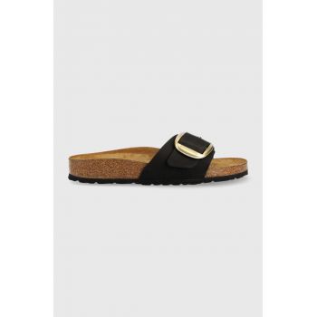 Birkenstock papuci din nubuc Madrid Big Buckle culoarea negru, 1023373
