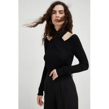 Bruuns Bazaar pulover femei, culoarea negru, cu turtleneck de firma original