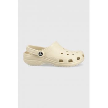 Crocs papuci Classic femei, culoarea bej 10001