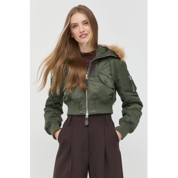 MAX&Co. geaca bomber femei, culoarea verde, de iarna, oversize