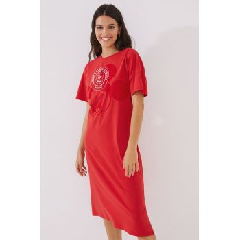 women'secret camasa de pijama Mickey femei, culoarea rosu