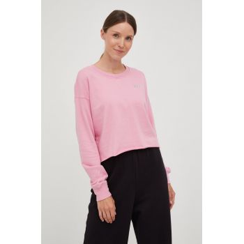 Dkny bluza femei, culoarea roz, cu imprimeu ieftin