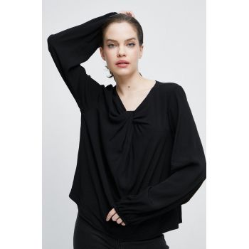 Medicine bluza femei, culoarea negru, neted