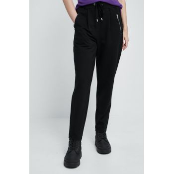 Medicine pantaloni de trening femei, culoarea negru, neted