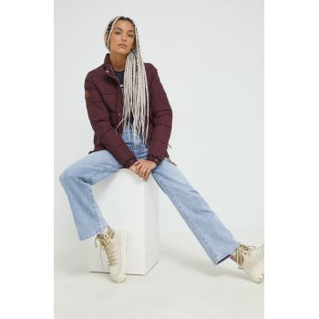 Superdry geaca femei, culoarea bordo, de iarna de firma originala