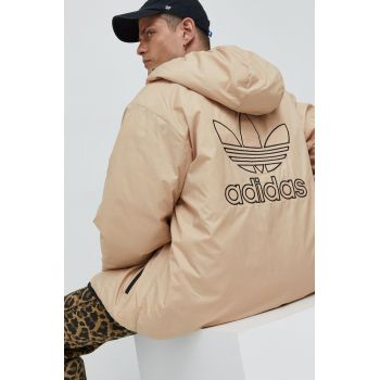 adidas Originals geacă reversibilă barbati, culoarea negru, de iarna