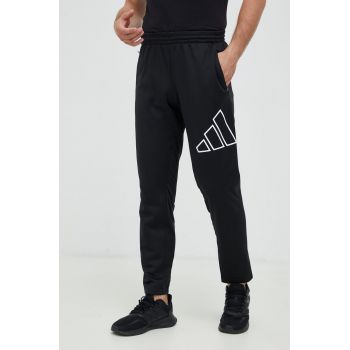 adidas Performance pantaloni de antrenament Training Icon barbati, culoarea negru, cu imprimeu de firma originali