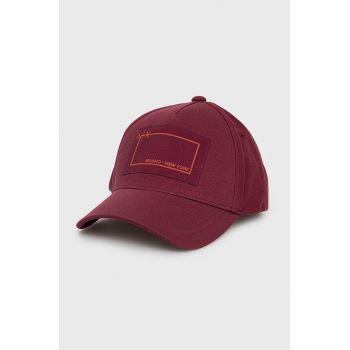 Armani Exchange șapcă de baseball din bumbac culoarea bordo, neted de firma originala