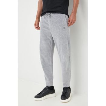 Armani Exchange pantaloni de trening barbati, culoarea gri, neted
