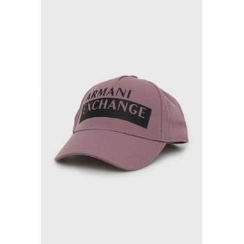 Armani Exchange sapca culoarea violet, neted ieftina