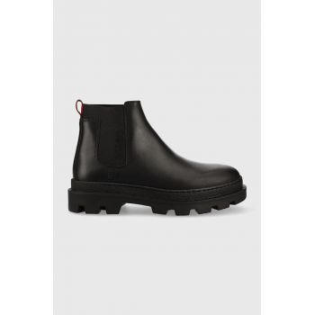HUGO ghete chelsea de piele Graham barbati, culoarea negru