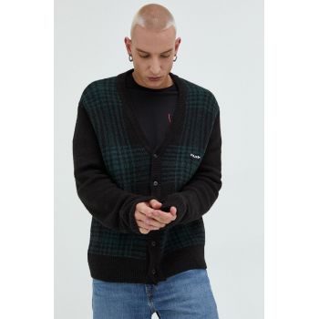 Volcom cardigan din amestec de lana barbati, culoarea negru