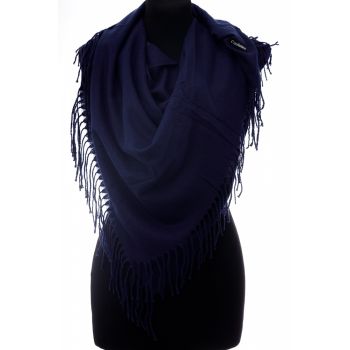 Esarfa bleumarin patrata din material gros tip cashmere de firma originala