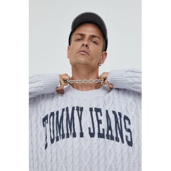 Tommy Jeans pulover barbati, culoarea gri, de firma original
