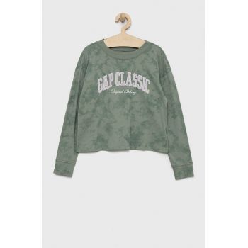 GAP longsleeve din bumbac pentru copii culoarea verde