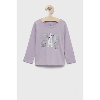 GAP longsleeve din bumbac pentru copii culoarea violet