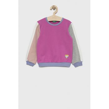 United Colors of Benetton bluza copii culoarea violet, neted ieftina