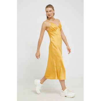 Abercrombie & Fitch rochie culoarea portocaliu, midi, drept