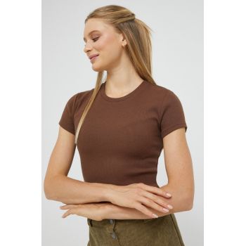 Abercrombie & Fitch tricou femei, culoarea maro