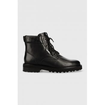 Joop! pantofi inalti de piele Pero Stampa barbati, culoarea negru